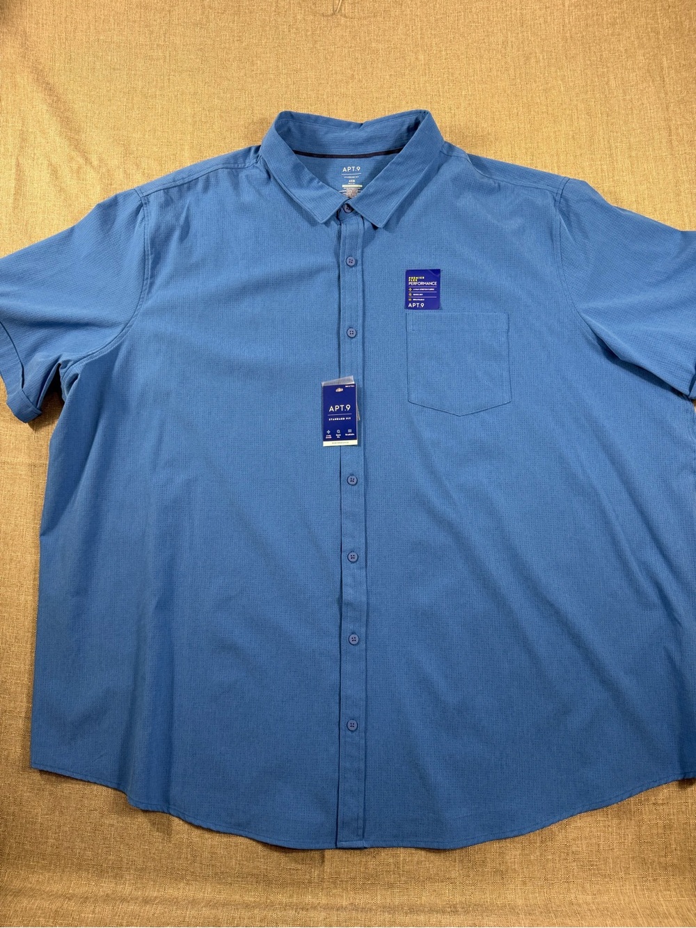 Apt. 9 Short-Sleeve Button-Down Shirt in Blue Size 4XL Big New with Tags